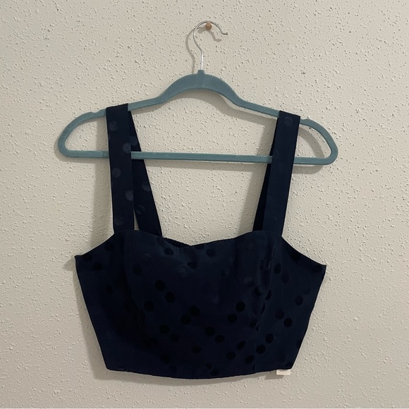 Lavender Brown Polka Dot Cropped Top - Navy Blue - Size L - NWT - Picture 6 of 12